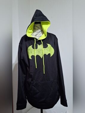 DC Comics Black Hoodie with Neon Yellow Trim and Logo